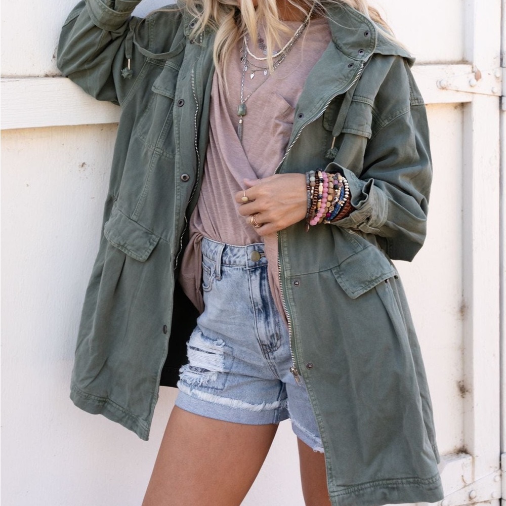 Green hooded jacket